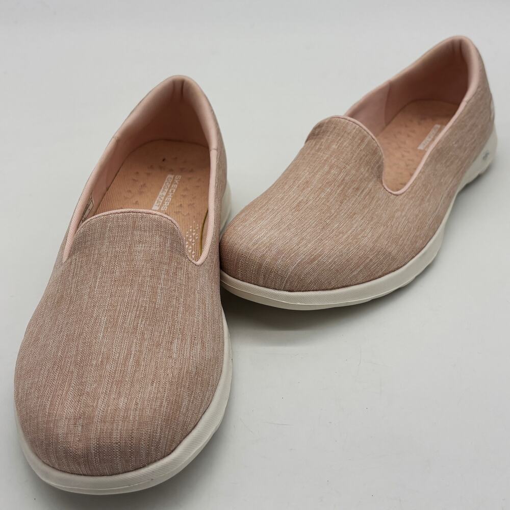 Skechers Goga Mat Shoes Womens 9 Pink Basket Weave Sole Slip On Flats Casual